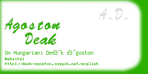 agoston deak business card